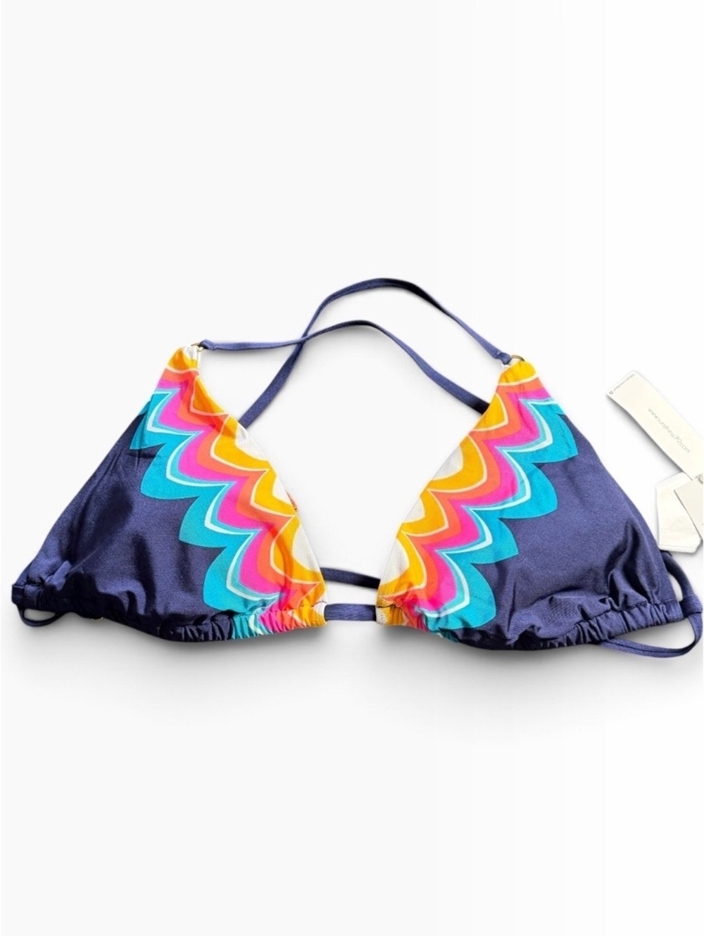 SUNSHINE 79 cross back tie bikini top w fringe tassle accent Size 12 $88 NWT